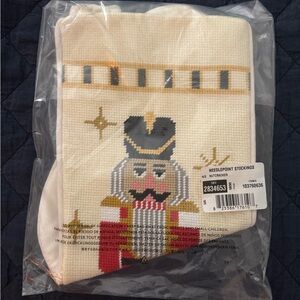 Lands' End Nutcracker Needlepoint Stocking - White and Black